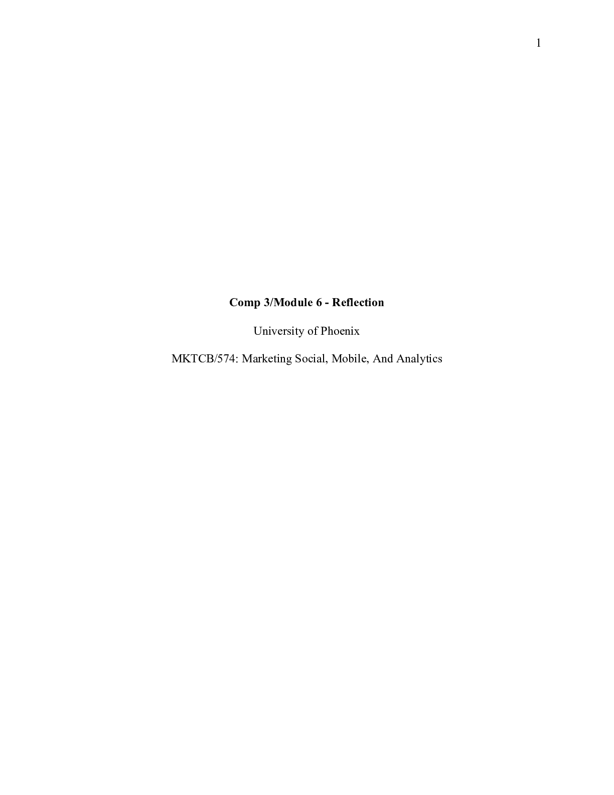 Preview image of MKTCB574_Comp3_Mod6_Reflection.doc    Comp 3/Module 6 - Reflection  University of Phoenix document